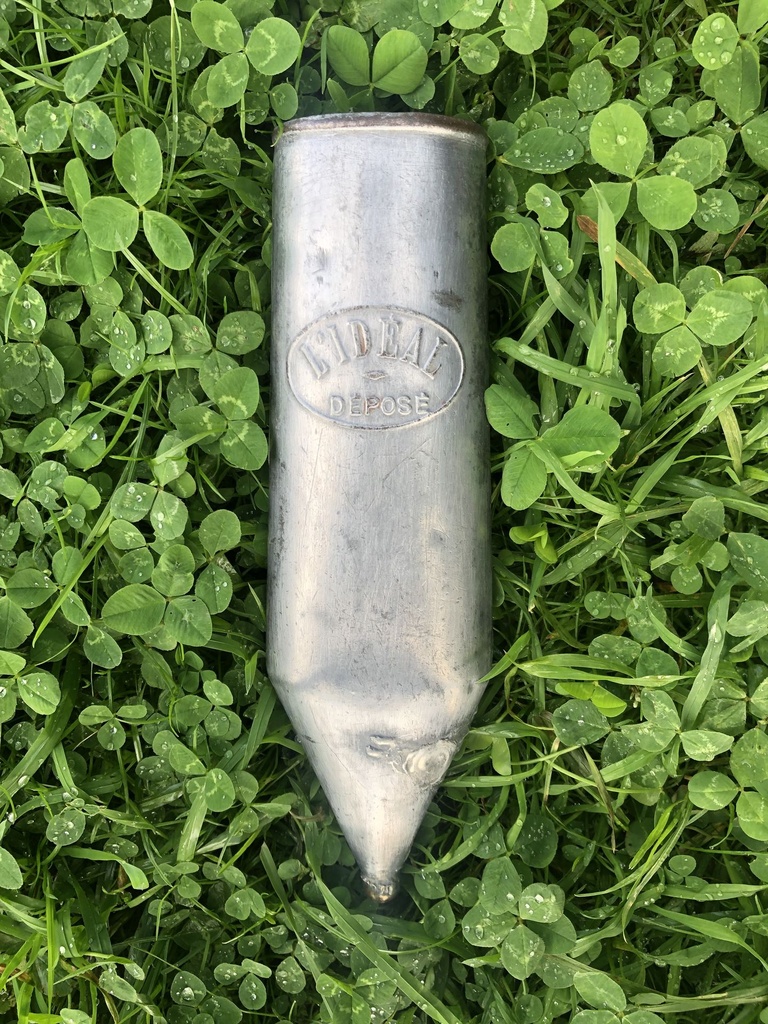 Old galvanised whetstone holder