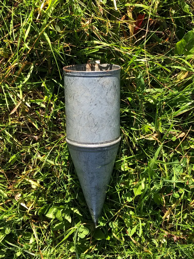 Old galvanised whetstone holder